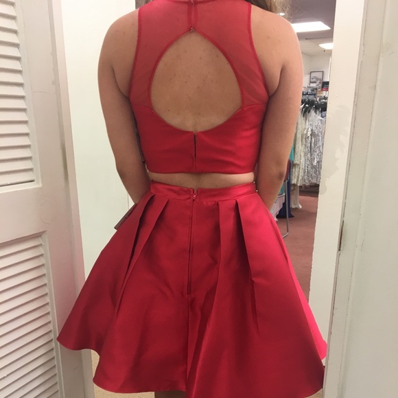 Red 2 Piece Short Homecoming Dress - Picture 2 of 2